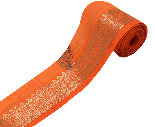 Sushila Vintage Orange Saree Border Indian Craft Sewing Trim Woven Lace Ribbon