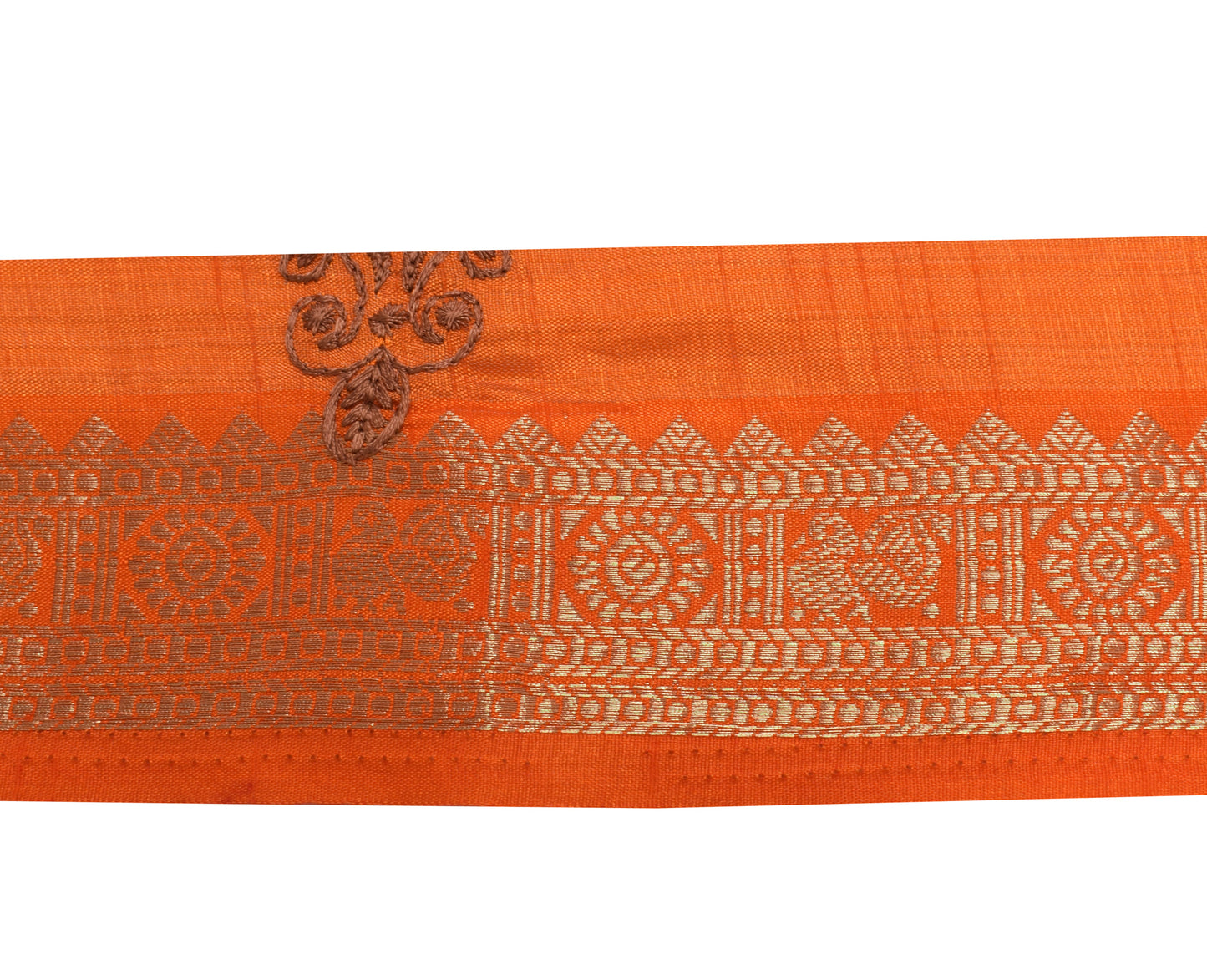 Sushila Vintage Orange Saree Border Indian Craft Sewing Trim Woven Lace Ribbon