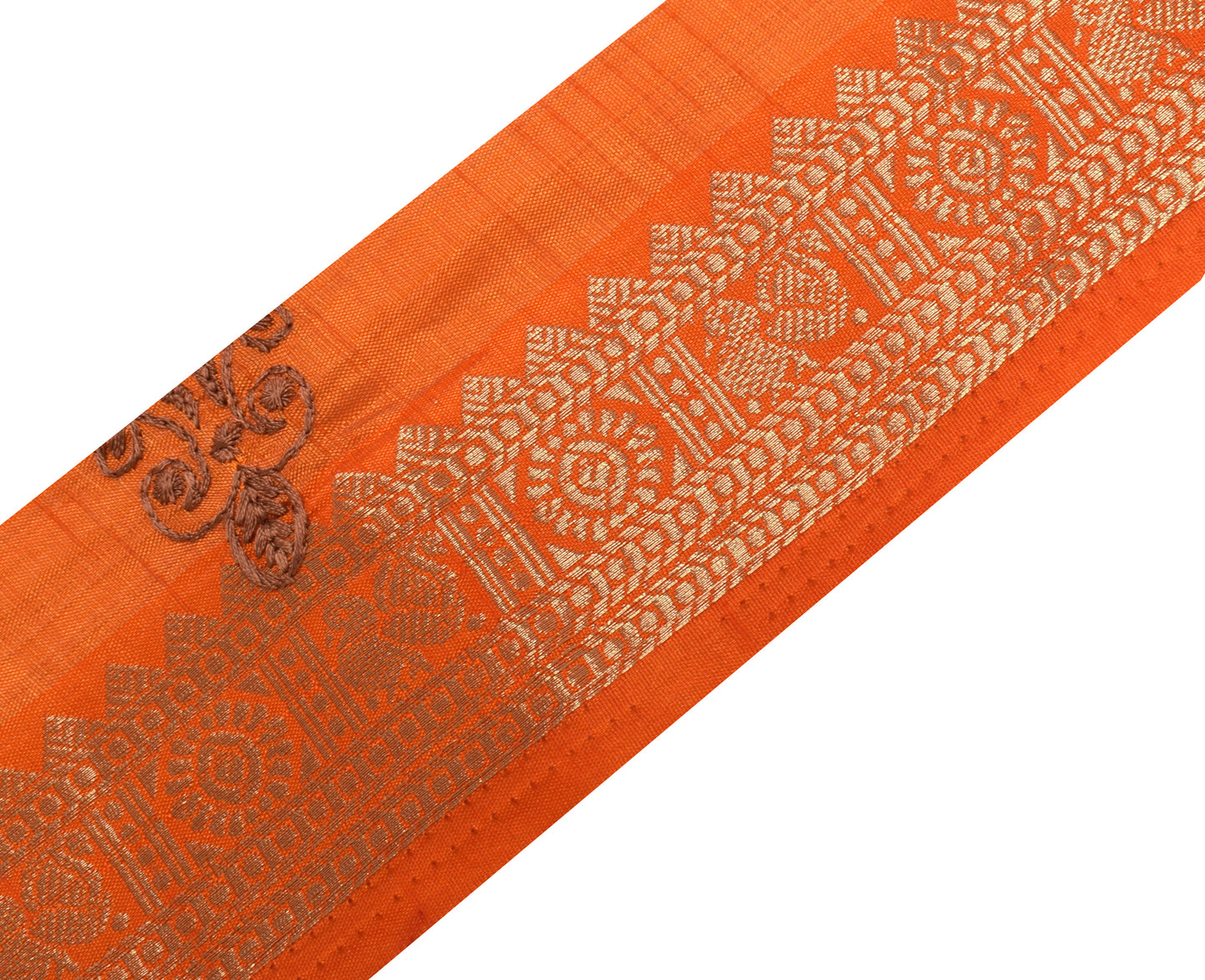 Sushila Vintage Orange Saree Border Indian Craft Sewing Trim Woven Lace Ribbon