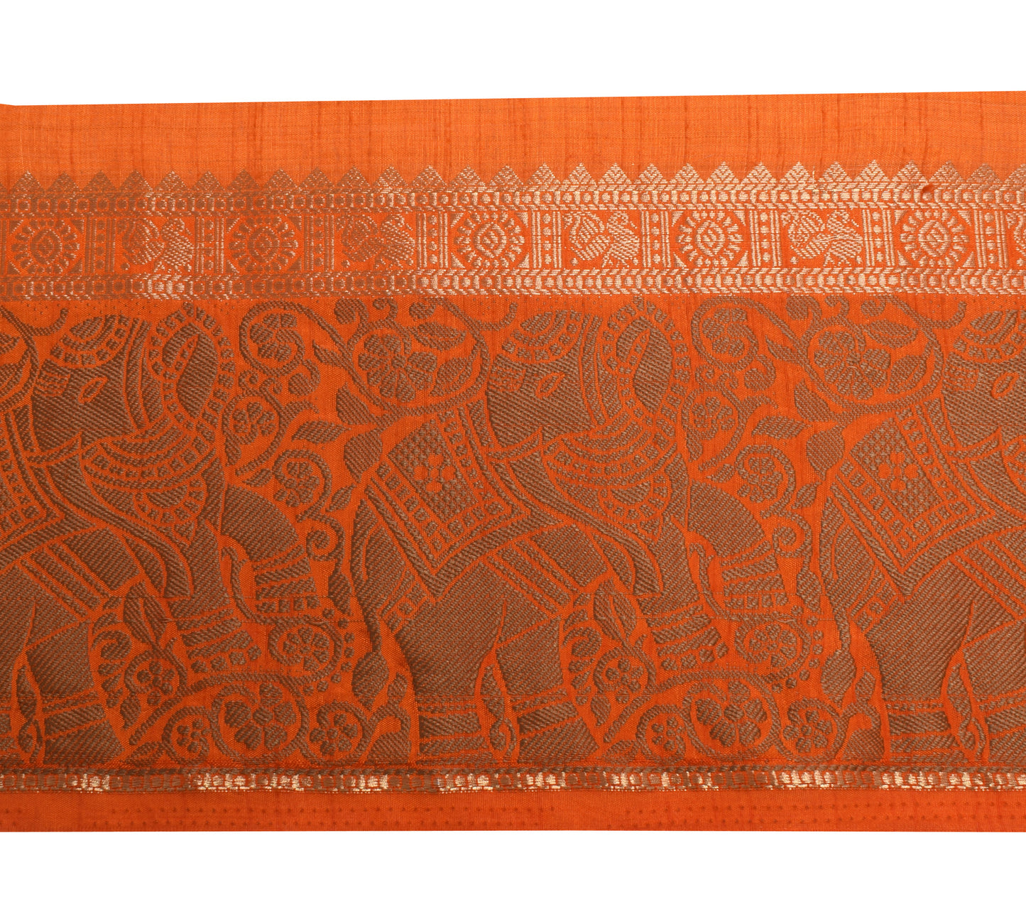 Sushila Vintage Orange Sari Border Indian Craft Sewing Trim Elephant Woven Lace