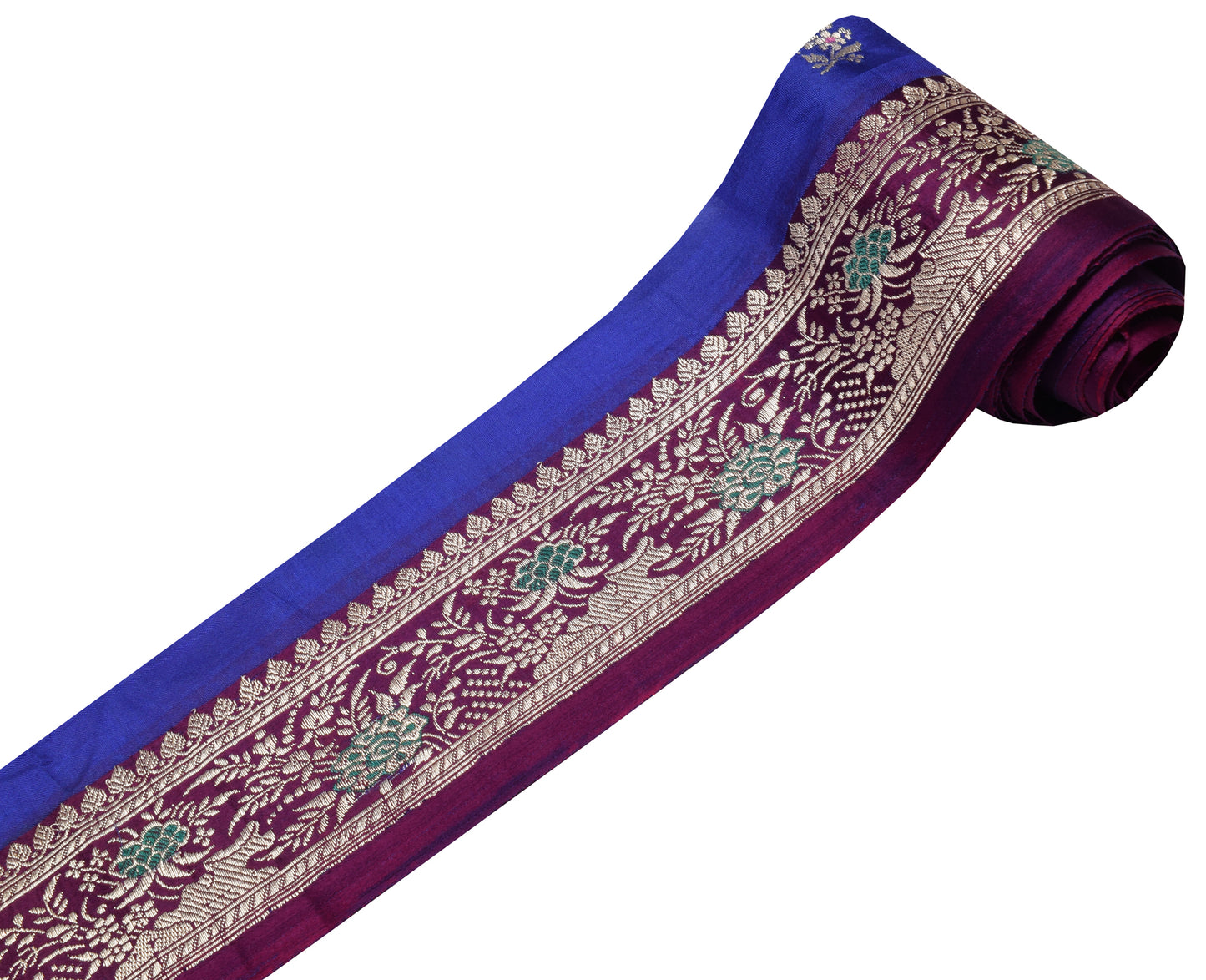 Sushila Vintage Purple Banarasi Sari Border Indian Craft Sewing Trim Woven Lace