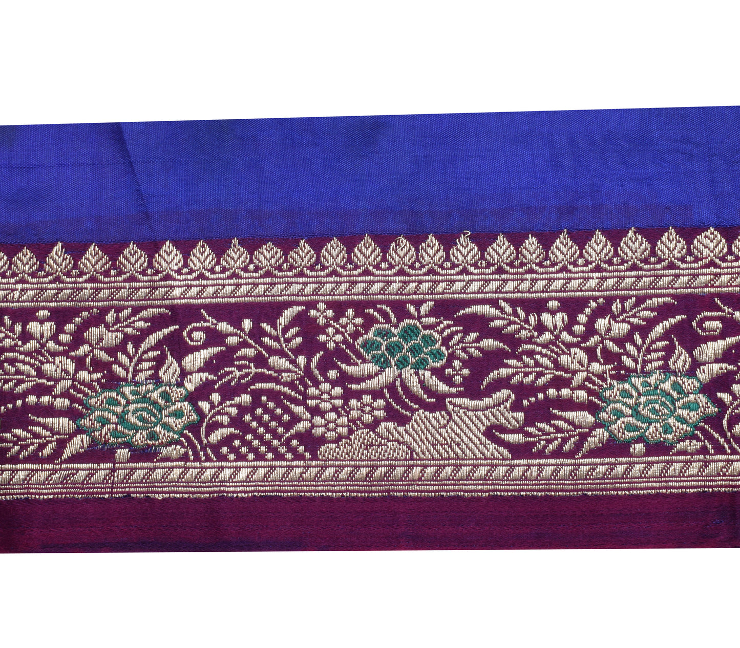 Sushila Vintage Purple Banarasi Sari Border Indian Craft Sewing Trim Woven Lace