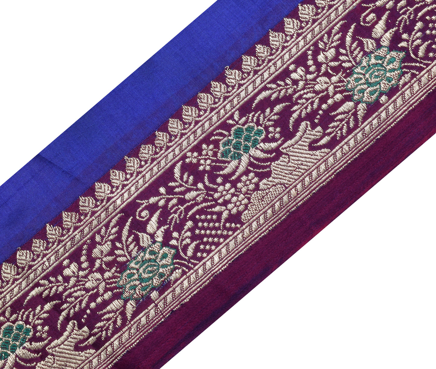 Sushila Vintage Purple Banarasi Sari Border Indian Craft Sewing Trim Woven Lace