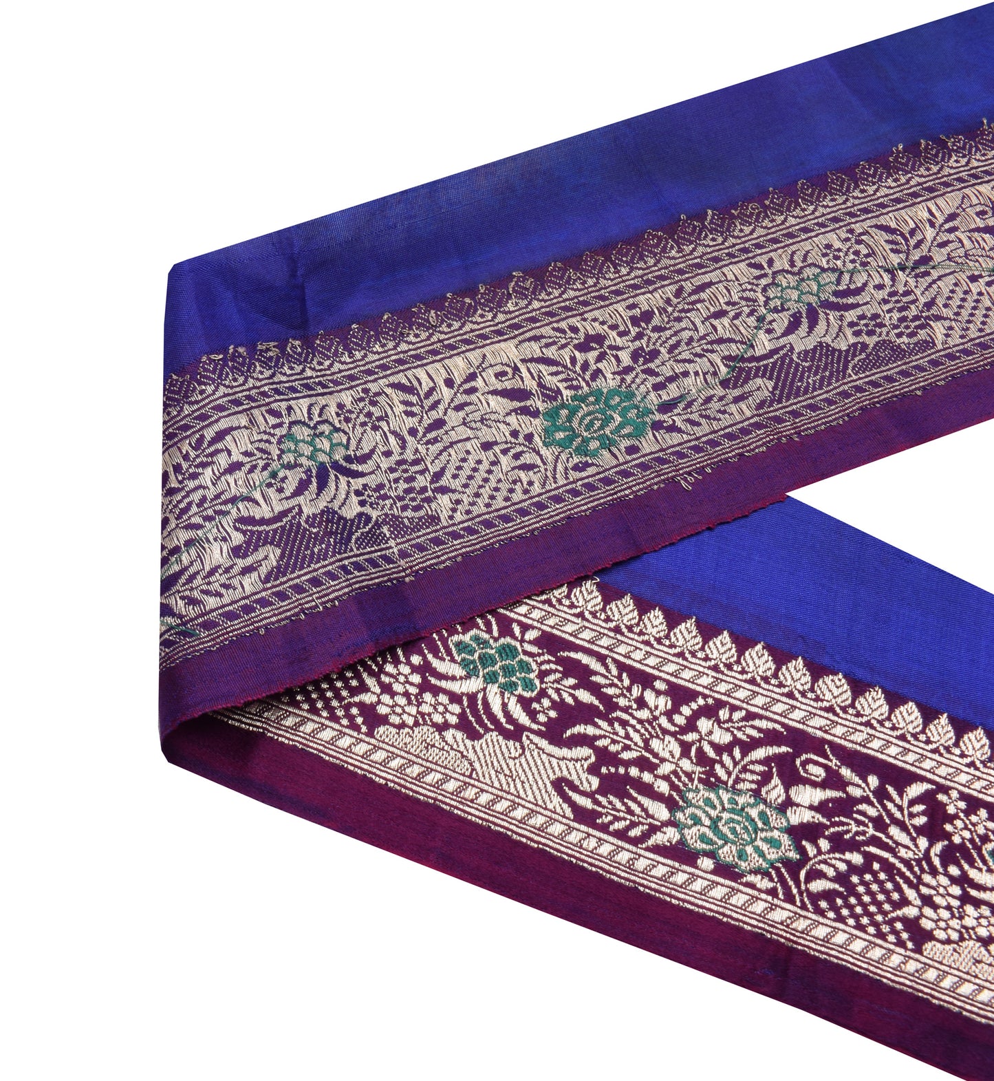 Sushila Vintage Purple Banarasi Sari Border Indian Craft Sewing Trim Woven Lace