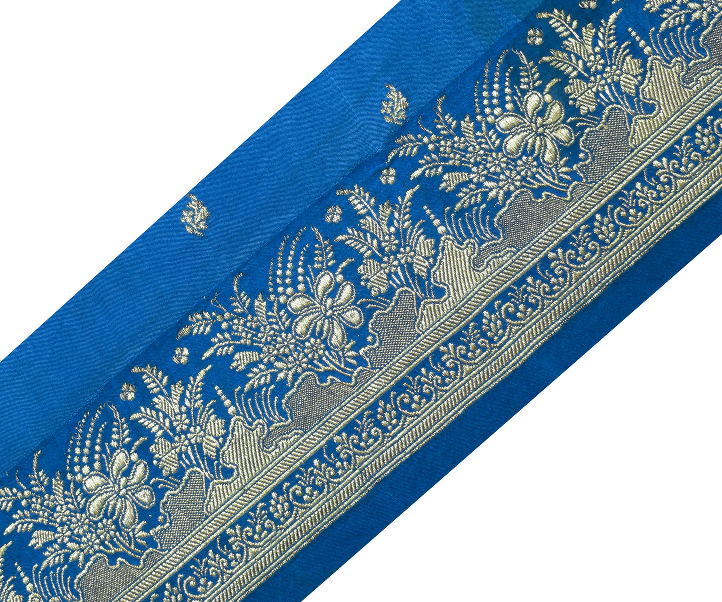 Sushila Vintage Teal Blue Saree Border Indian Craft Sewing Trim Woven Lace