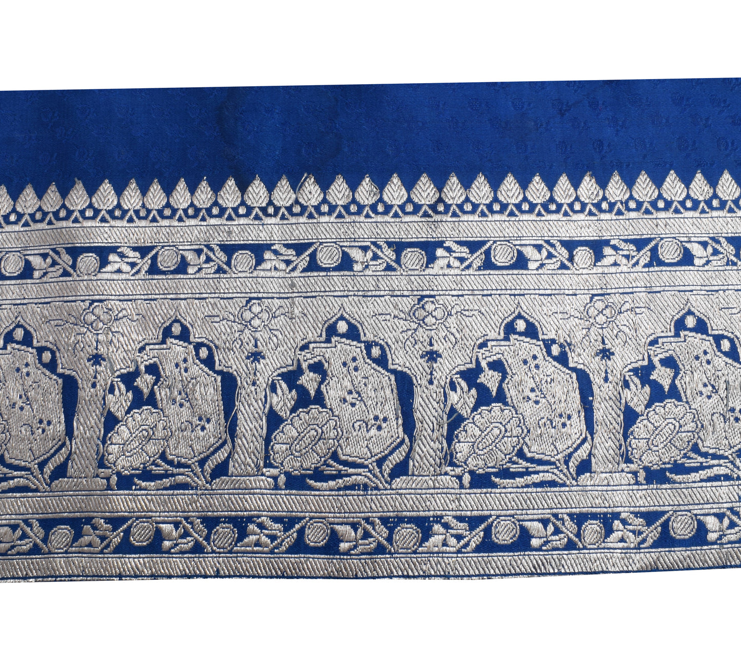 Sushila Vintage Blue Saree Border Indian Craft Sewing Trim Woven Lace Ribbon