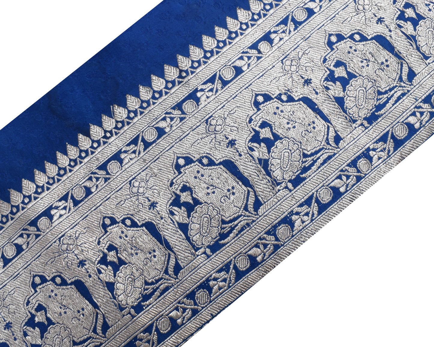 Sushila Vintage Blue Saree Border Indian Craft Sewing Trim Woven Lace Ribbon