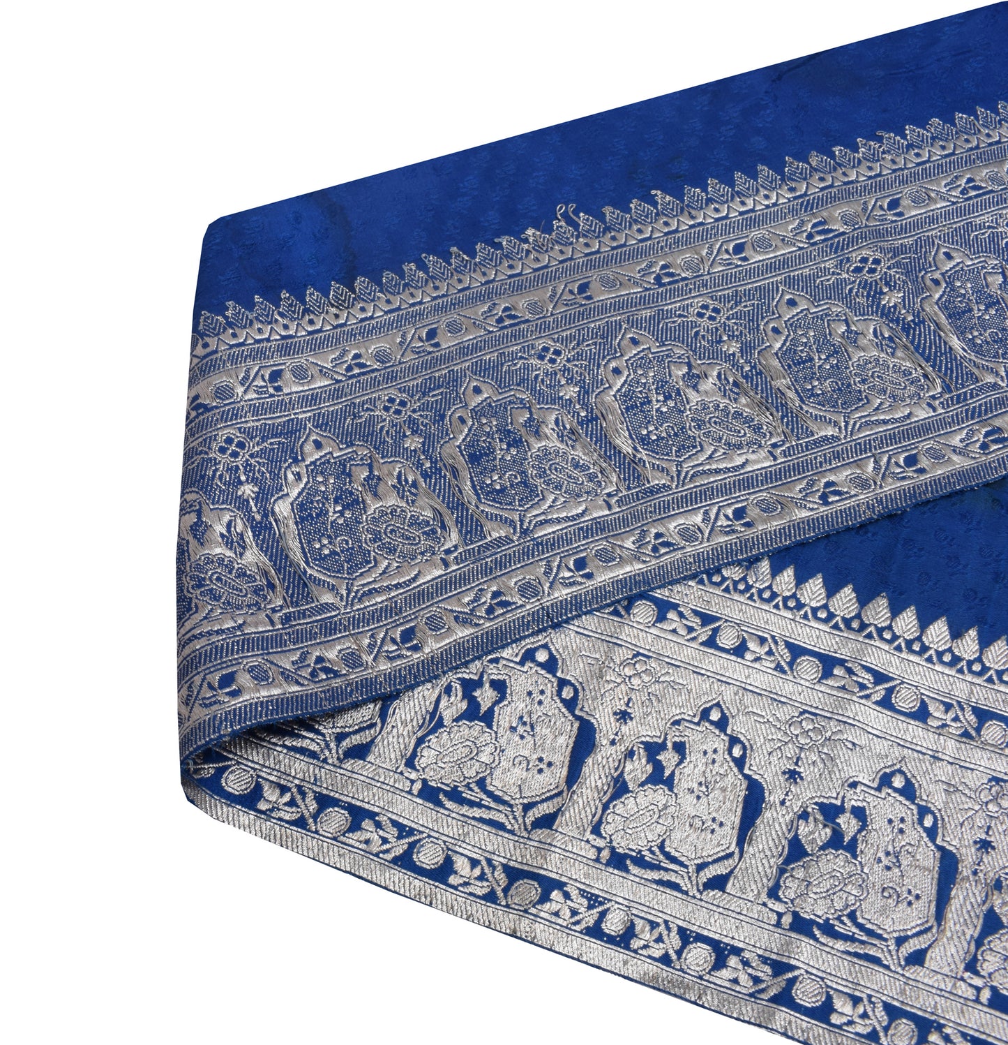 Sushila Vintage Blue Saree Border Indian Craft Sewing Trim Woven Lace Ribbon