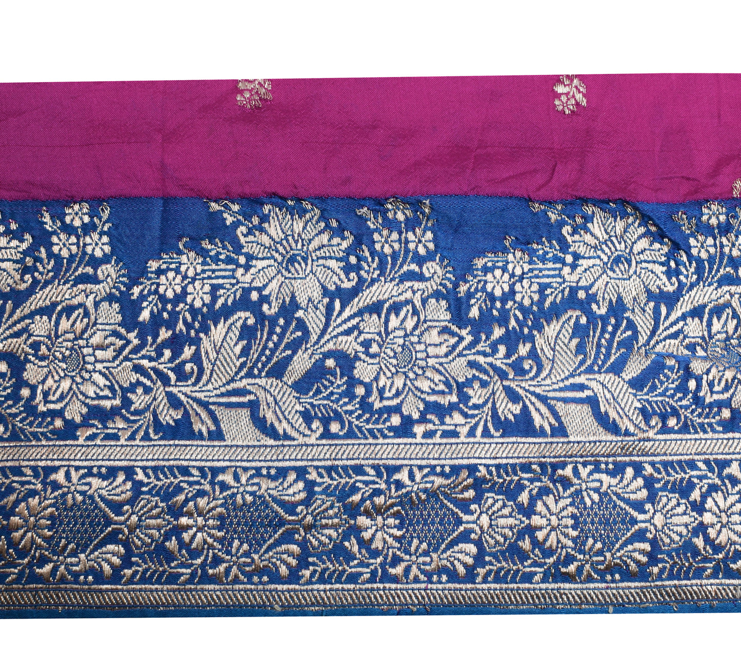 Sushila Vintage Blue Saree Border Indian Craft Sewing Trim Zari Woven Lace