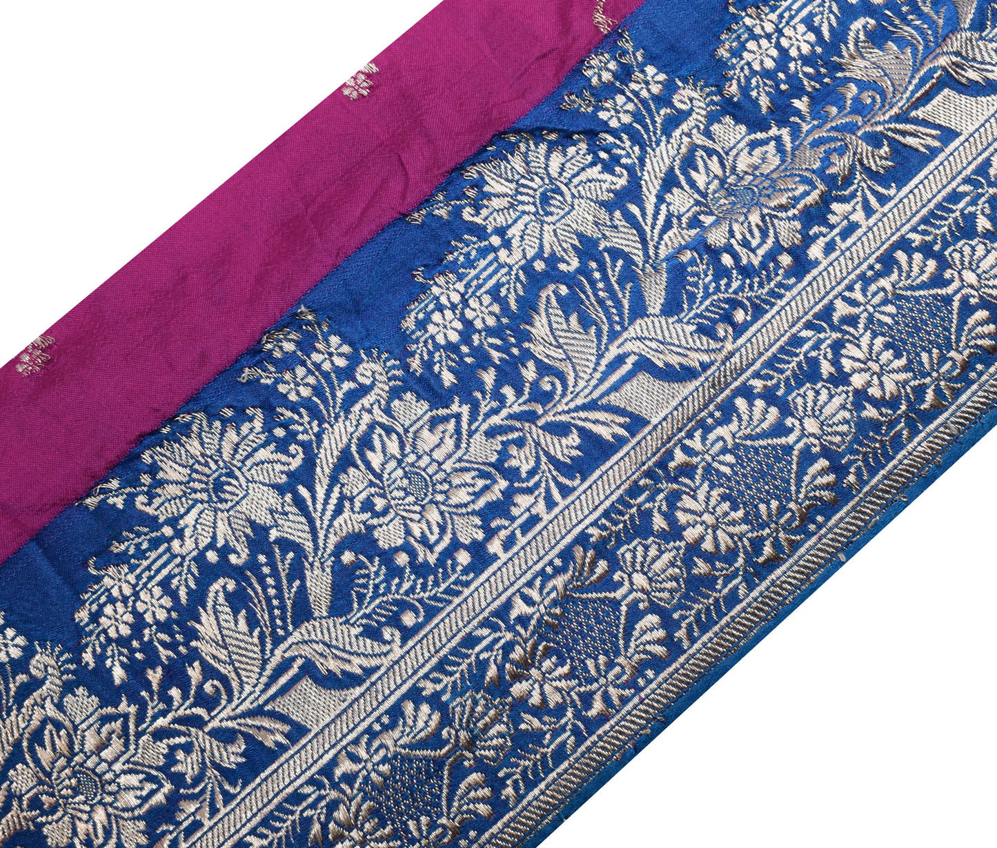 Sushila Vintage Blue Saree Border Indian Craft Sewing Trim Zari Woven Lace