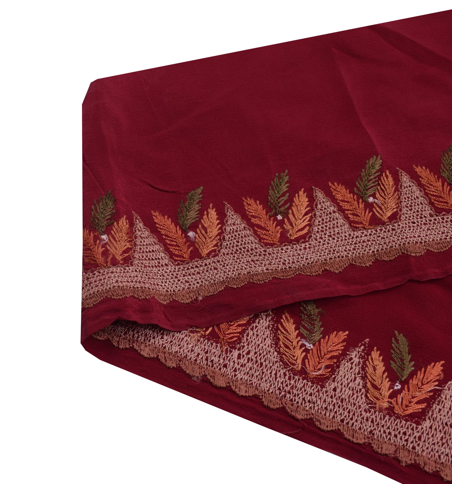 Sushila Vintage Maroon Saree Border Indian Craft Sewing Trim Embroidered Lace