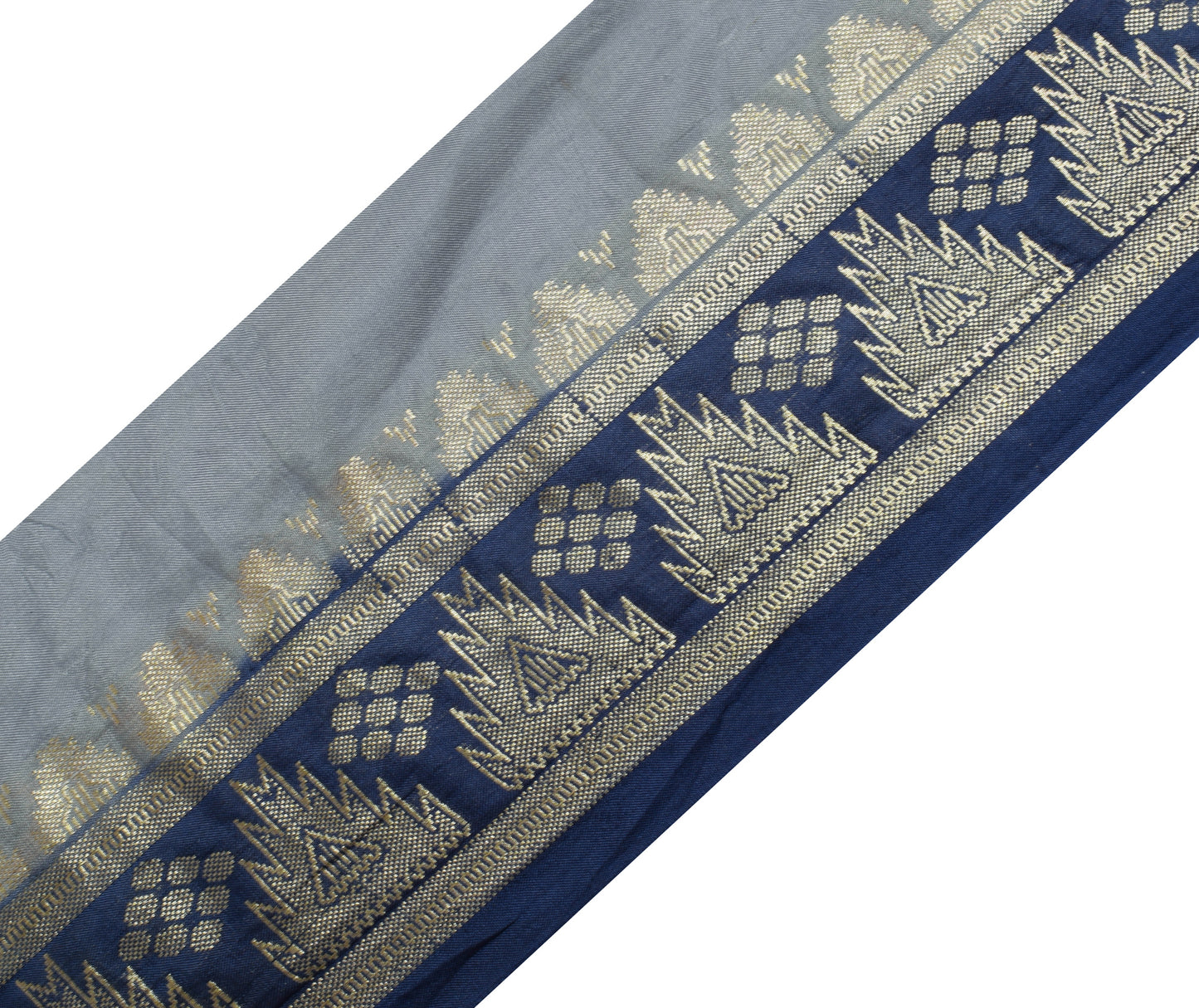 Sushila Vintage Blue Saree Border Indian Craft Sewing Trim Woven Lace Ribbon