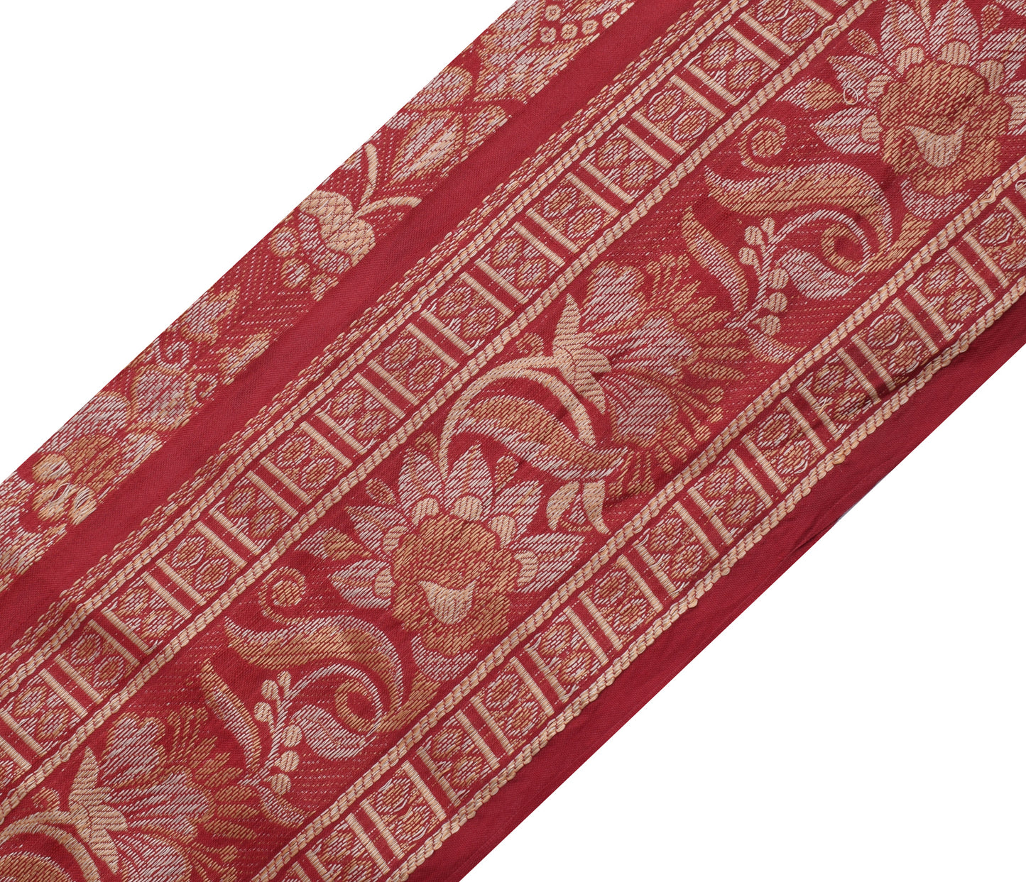 Sushila Vintage Maroon Saree Border Indian Craft Sewing Trim Woven Lace Ribbon