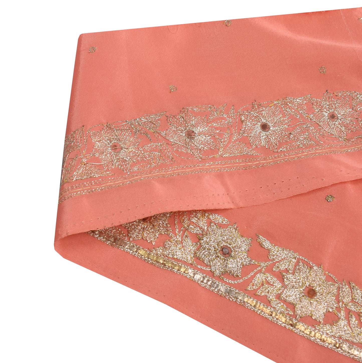 Sushila Vintage Peach Saree Border Indian Craft Sewing Trim Embroidered Lace