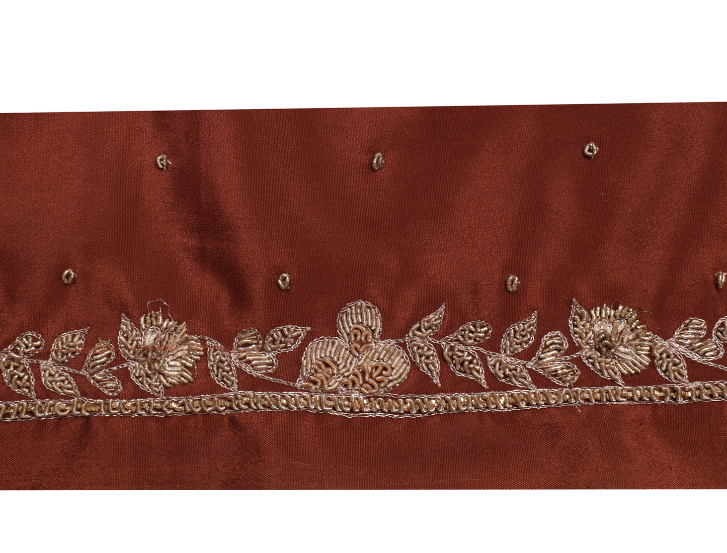 Sushila Vintage Brown Saree Border Indian Craft Sewing Trim Hand Beaded Lace