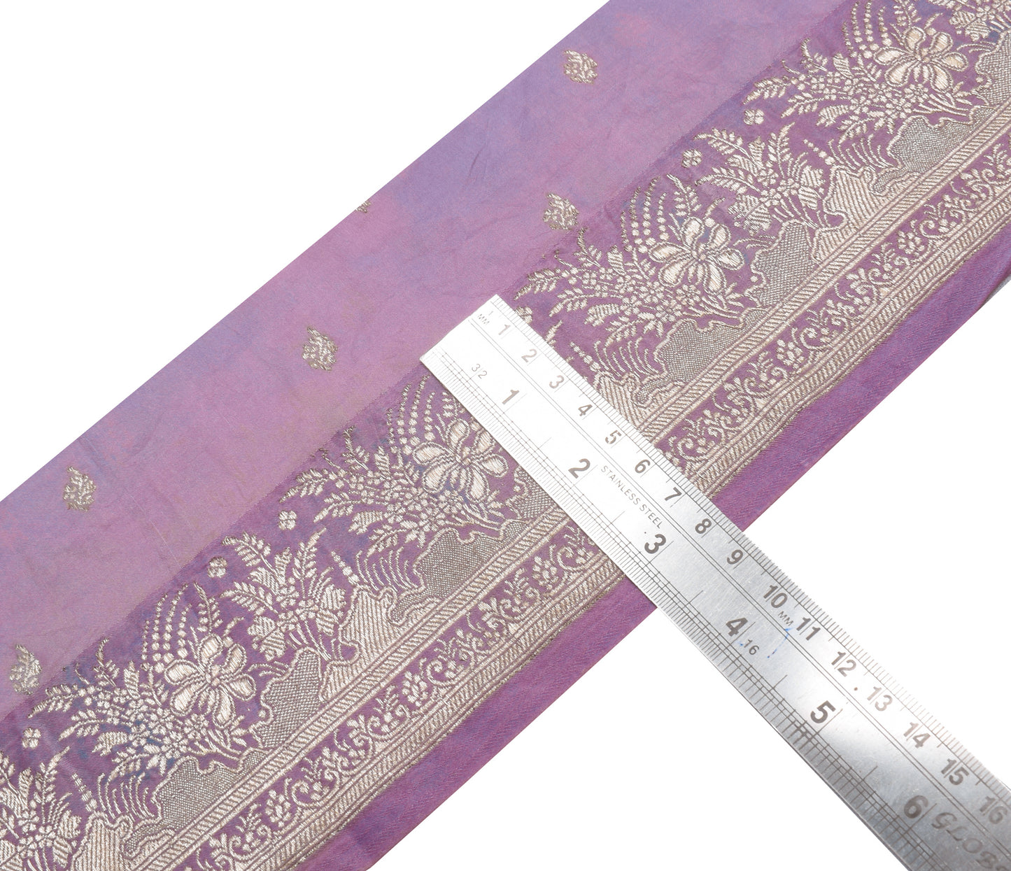 Sushila Vintage Lavender Saree Border Indian Craft Sewing Trim Woven Lace Ribbon