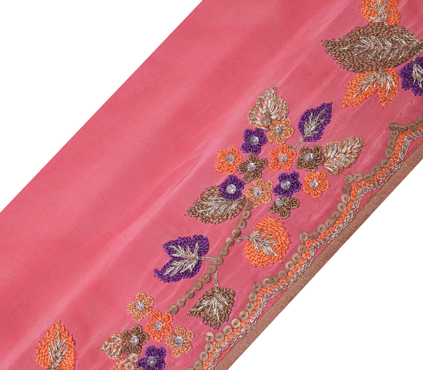 Sushila Vintage Pink Saree Border Indian Craft Sewing Trim Embroidered Lace