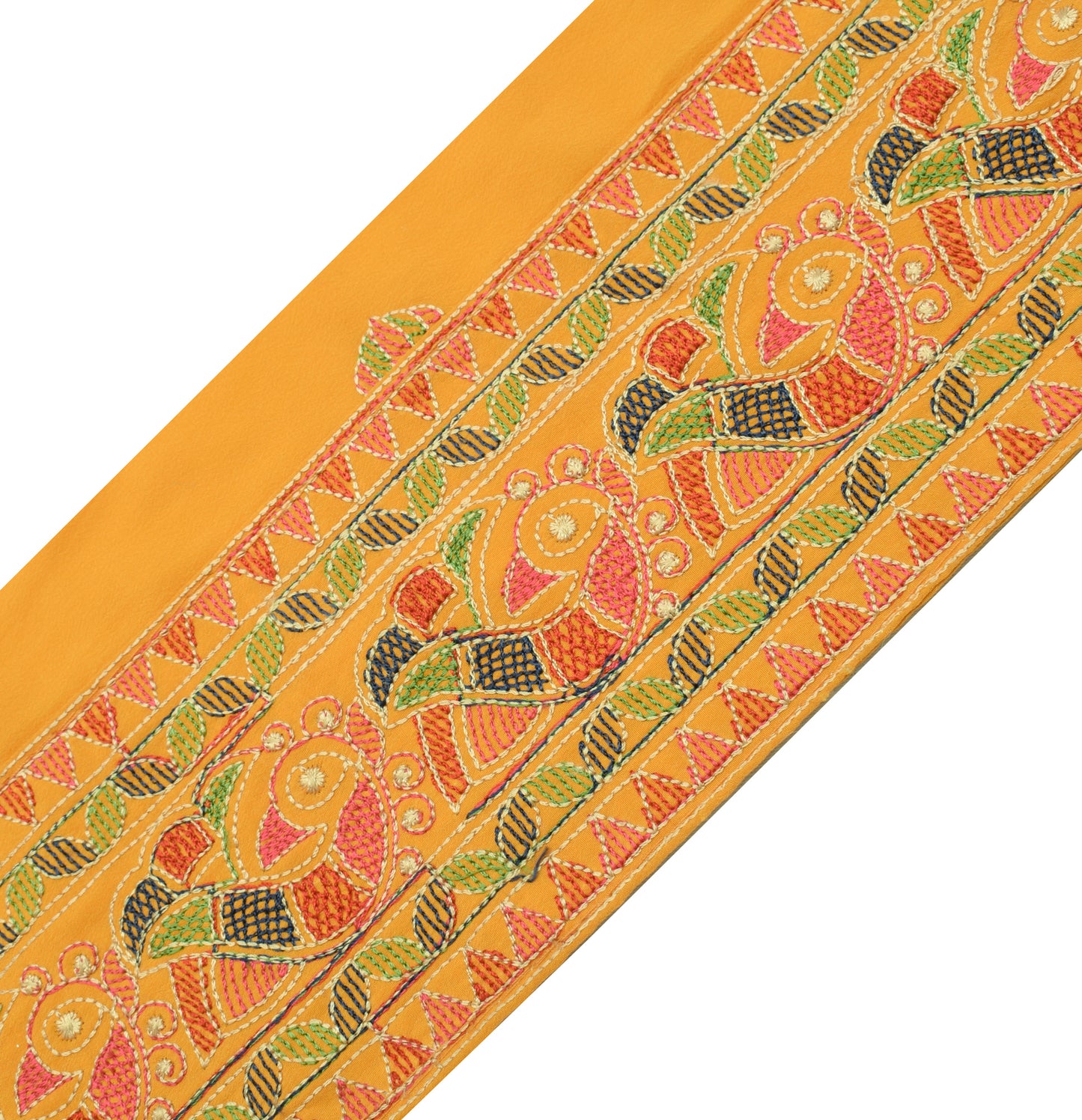 Sushila Vintage Yellow Saree Border Indian Craft Sewing Trim Embroidered Lace