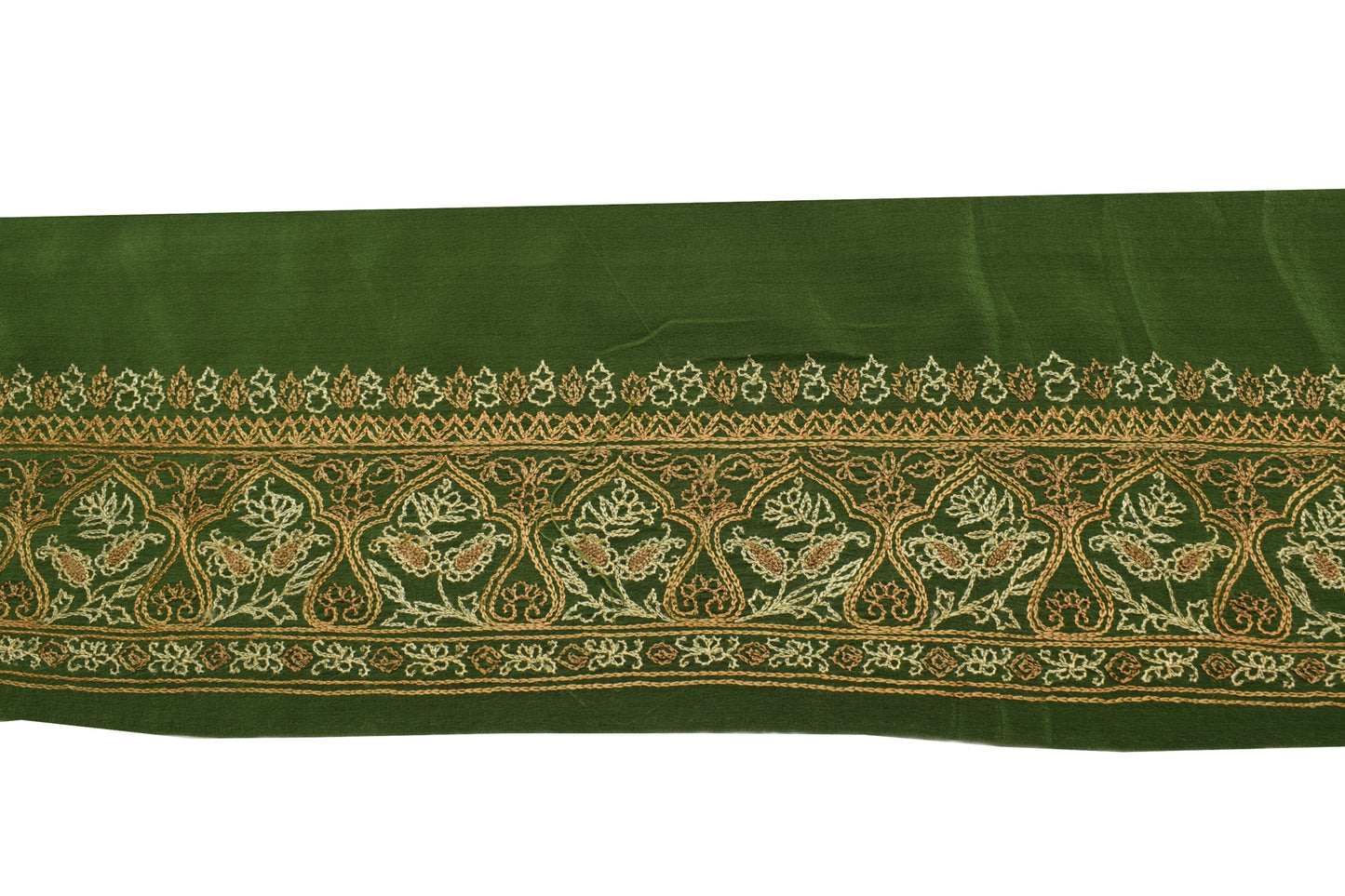 Sushila Vintage Green Saree Border Indian Craft Sewing Trim Embroidered Lace