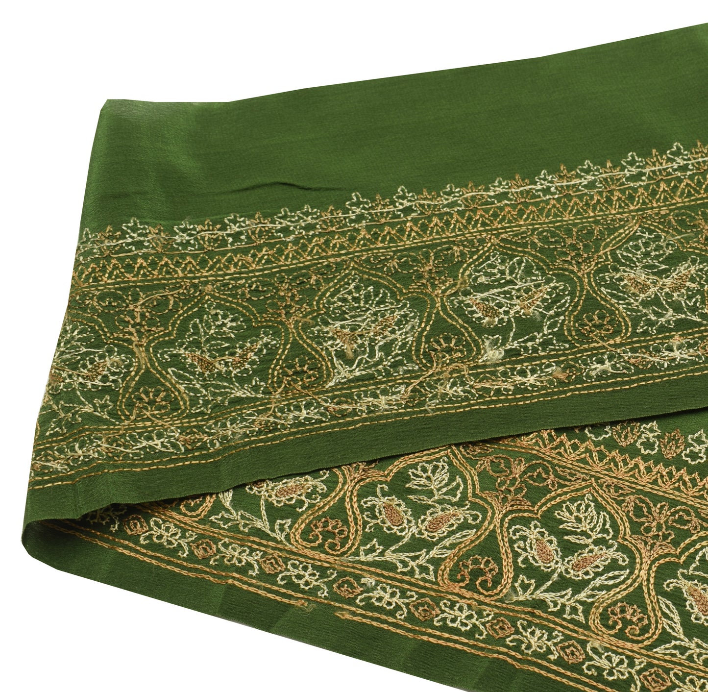 Sushila Vintage Green Saree Border Indian Craft Sewing Trim Embroidered Lace