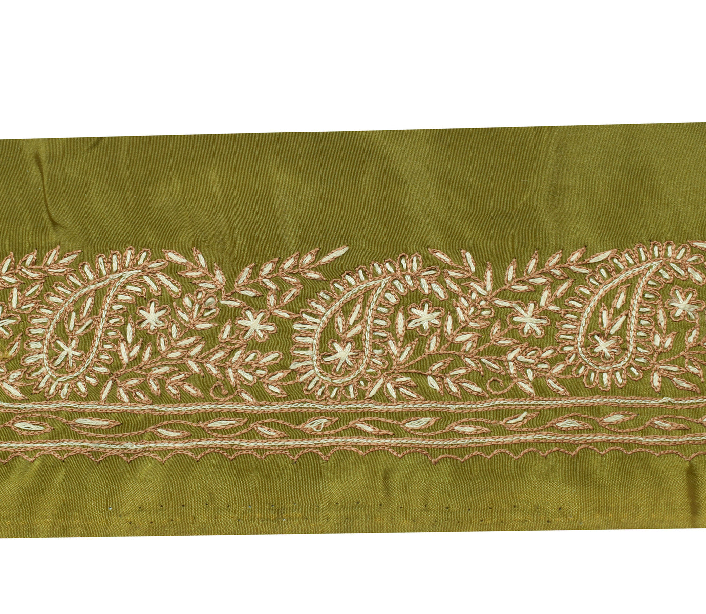 Sushila Vintage Green Saree Border Indian Craft Sewing Trim Embroidered Lace