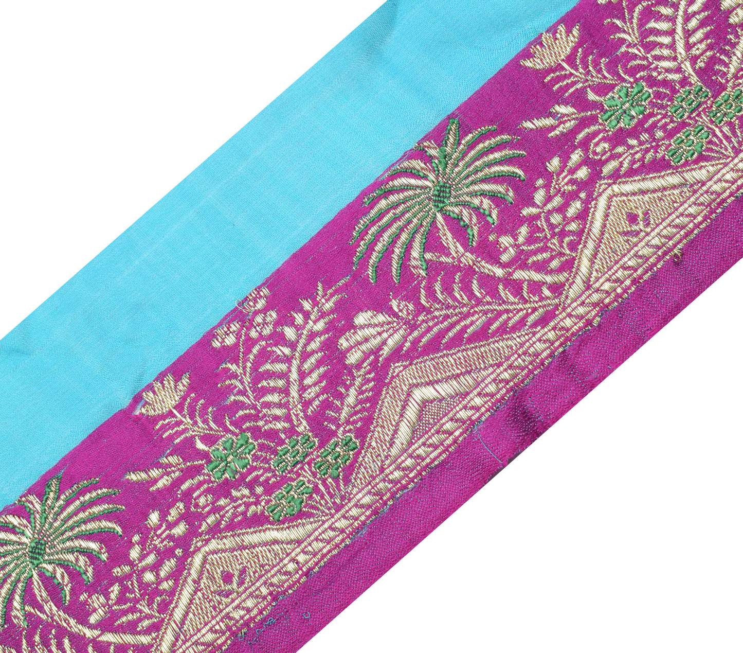 Sushila Vintage Purple Banarasi Saree Border Indian Craft Sewing Trim Woven Lace