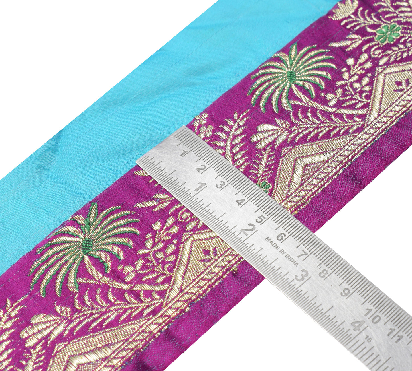 Sushila Vintage Purple Banarasi Saree Border Indian Craft Sewing Trim Woven Lace