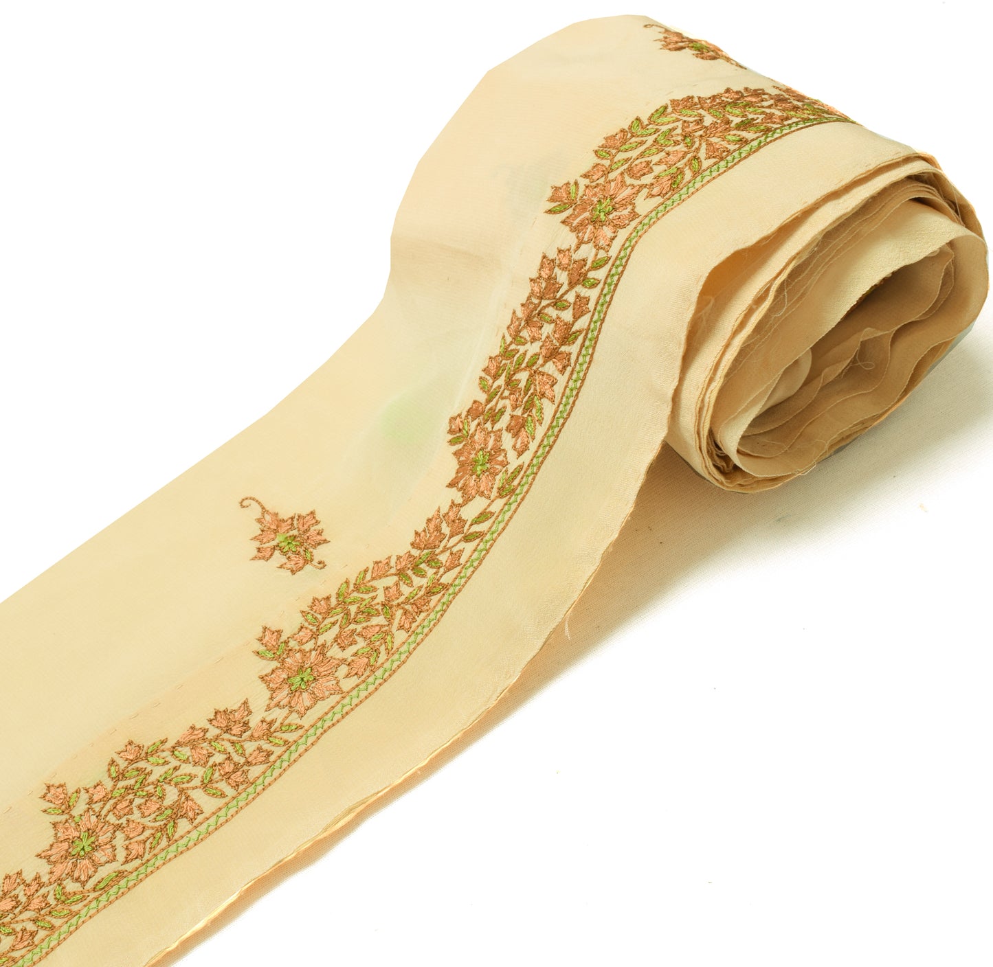 Sushila Vintage Cream Saree Border Indian Craft Sewing Trim Embroidered Ribbon