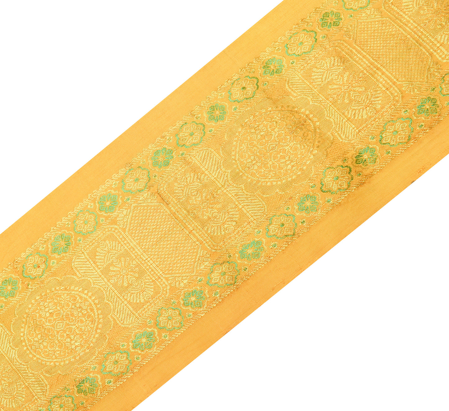 Sushila Vintage Mustard Saree Border Indian Craft Sewing Trim Woven Lace Ribbon