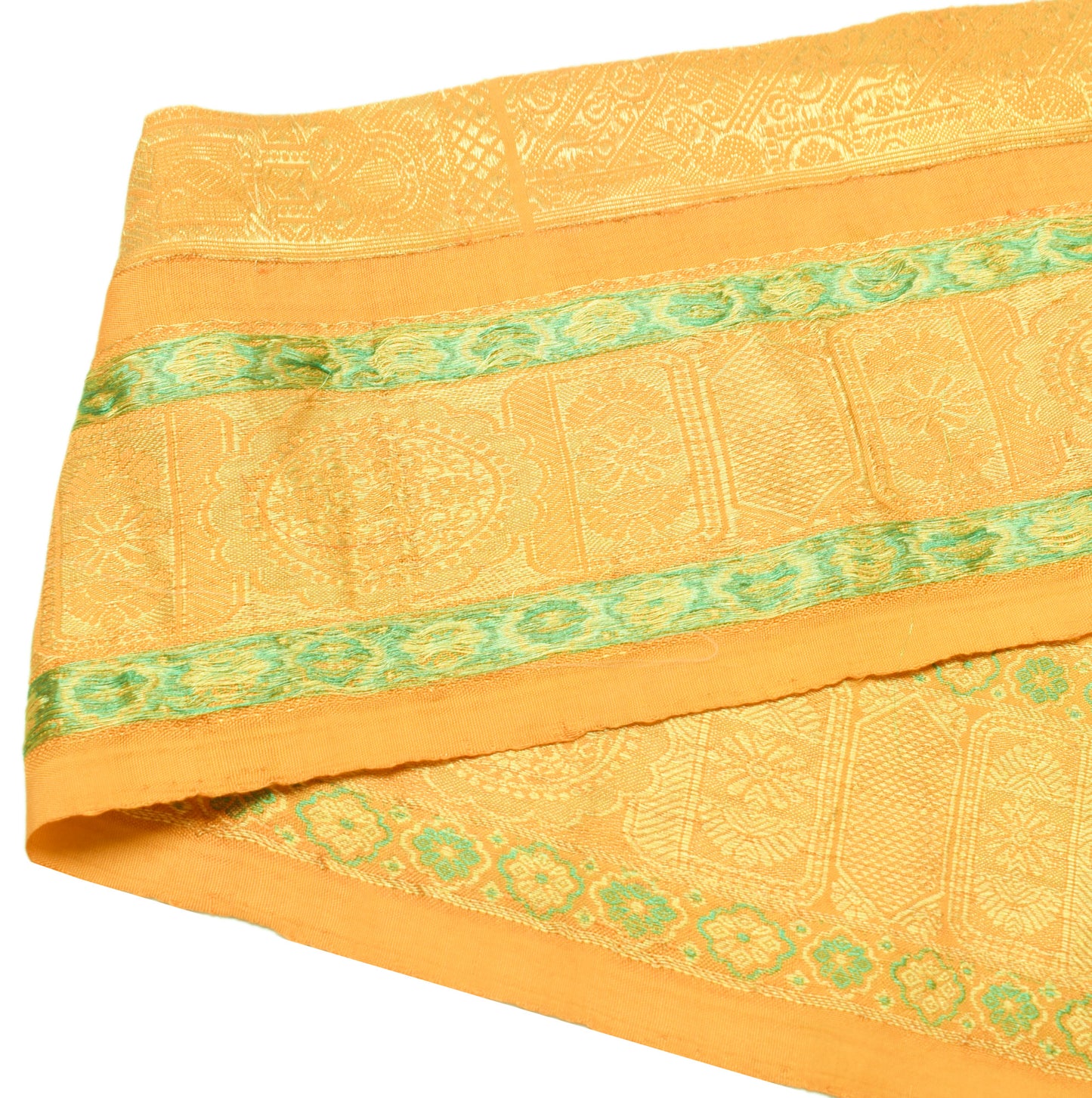 Sushila Vintage Mustard Saree Border Indian Craft Sewing Trim Woven Lace Ribbon