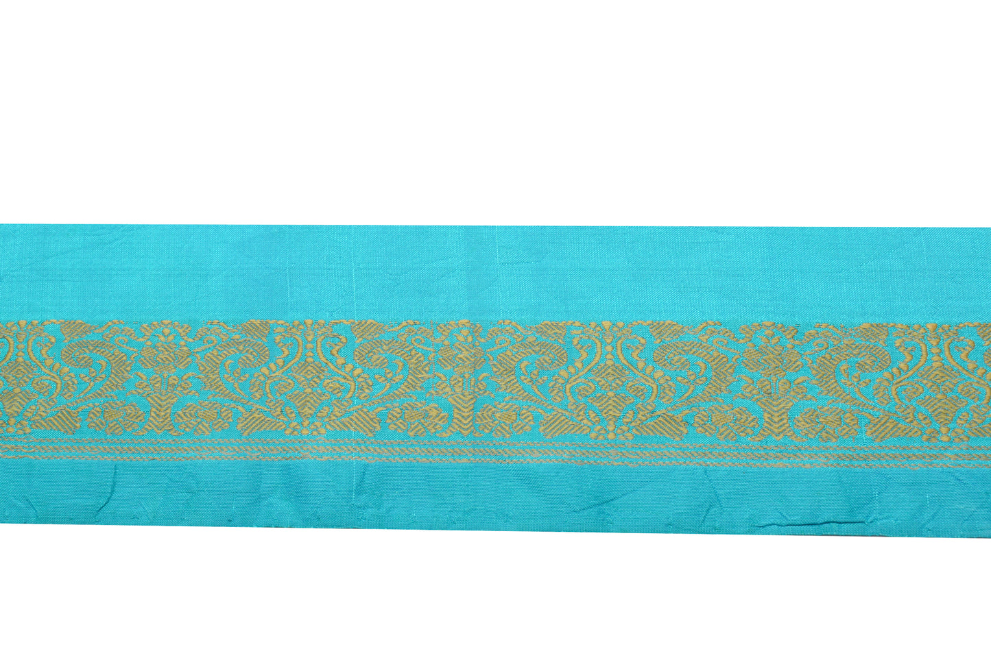 Sushila Vintage Blue Saree Border Indian Craft Sewing Trim Woven Lace Ribbon