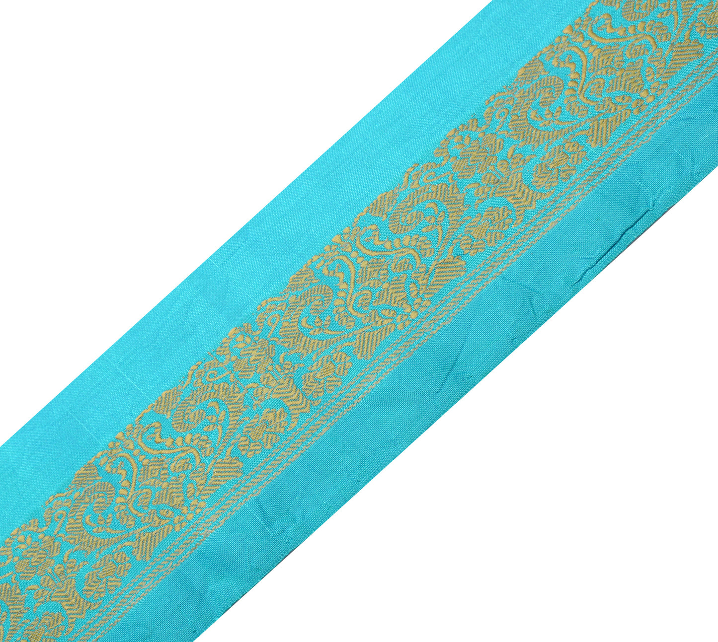 Sushila Vintage Blue Saree Border Indian Craft Sewing Trim Woven Lace Ribbon