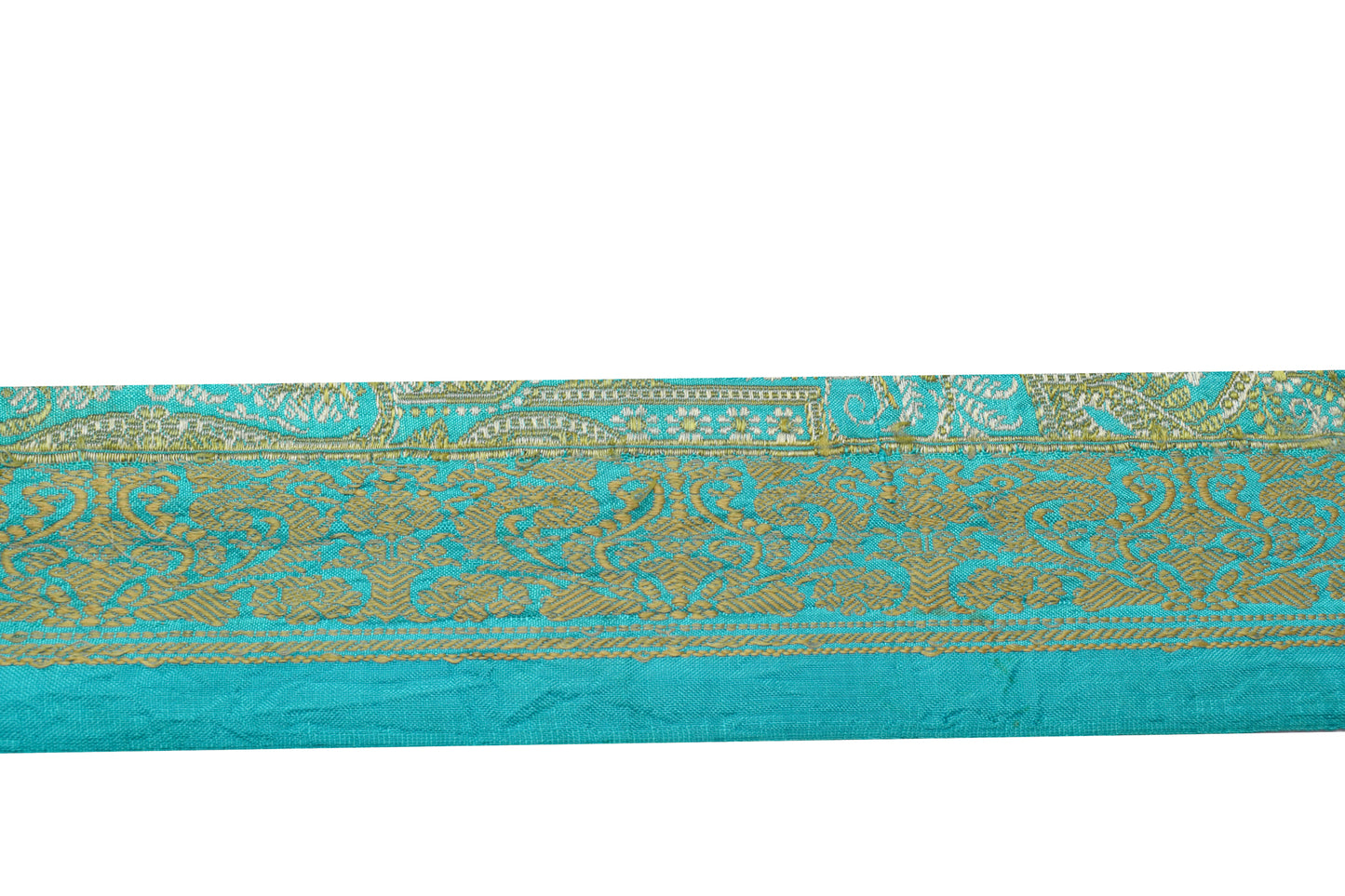 Sushila Vintage Blue Saree Border Indian Craft Sewing Trim Woven Lace Ribbon