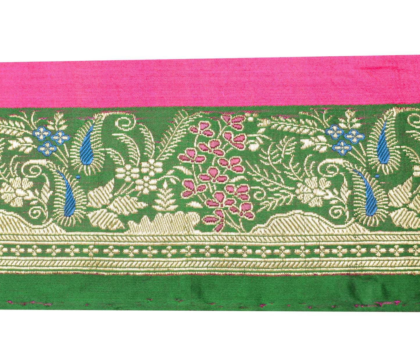 Sushila Vintage Green Banarasi Saree Border Indian Craft Sewing Trim Woven Lace