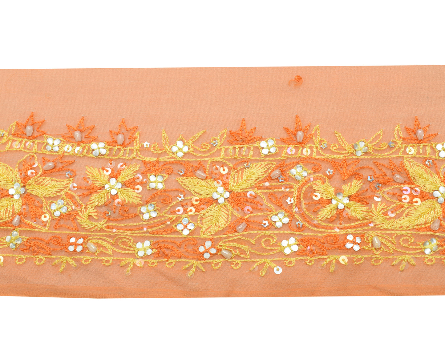 Sushila Vintage Orange Saree Border Indian Craft Sewing Trim Embroidered Ribbon