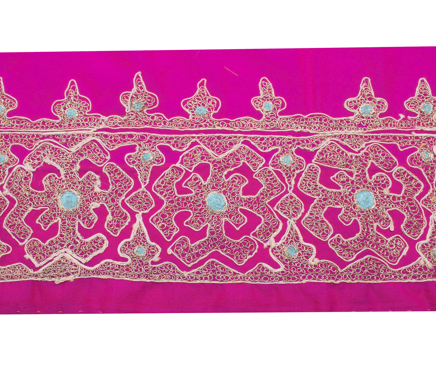 Sushila Vintage Magenta Saree Border Indian Craft Sewing Trim Embroidered Lace