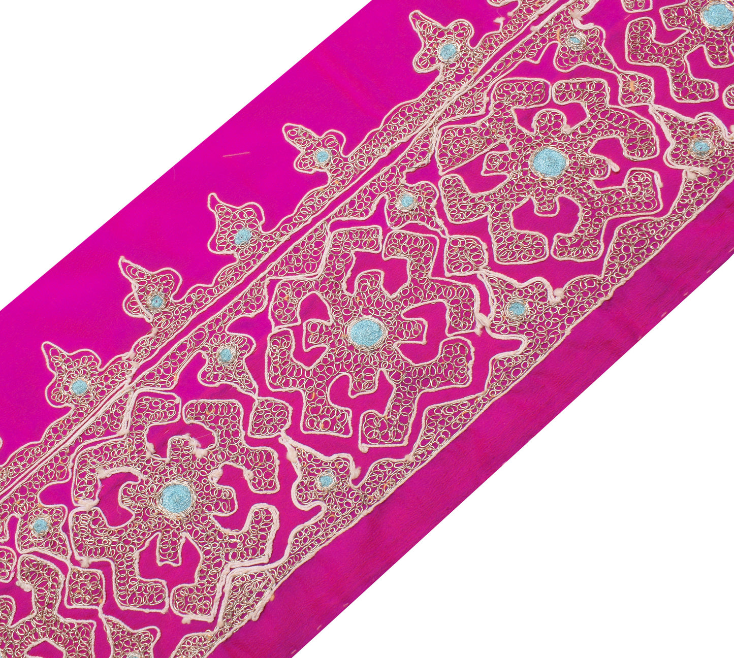 Sushila Vintage Magenta Saree Border Indian Craft Sewing Trim Embroidered Lace