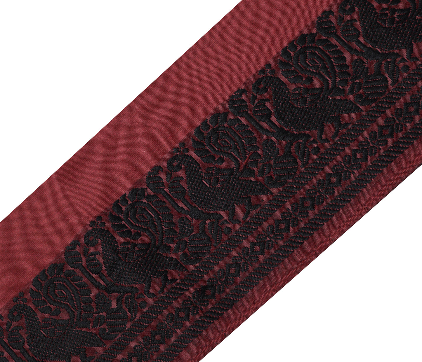 Sushila Vintage Maroon Saree Border Indian Craft Sewing Trim Woven Lace Ribbon