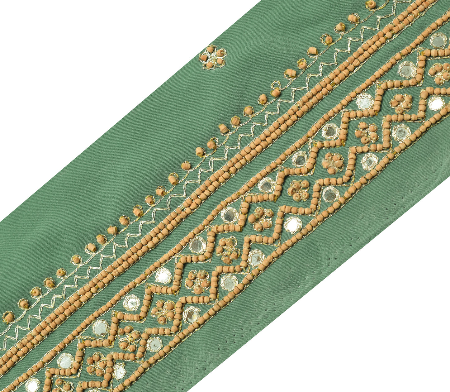 Sushila Vintage Saree Border Indian Craft Sewing Trim Hand Beaded Lace Ribbon