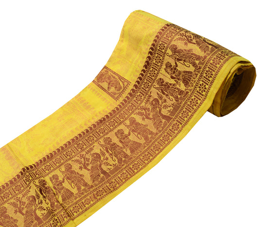 Sushila Vintage Yellow Saree Border Indian Craft Sewing Trim Woven Lace Ribbon