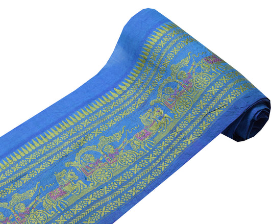 Sushila Vintage Blue Saree Border Indian Craft Sewing Trim Woven Lace Ribbon