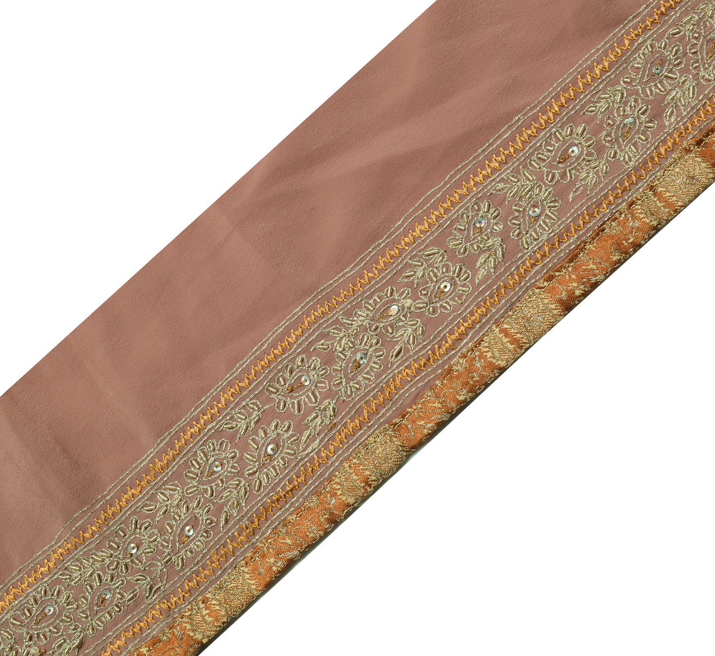 Sushila Vintage Silk Saree Border Indian Craft Sewing Trim Hand Beaded Ribbon