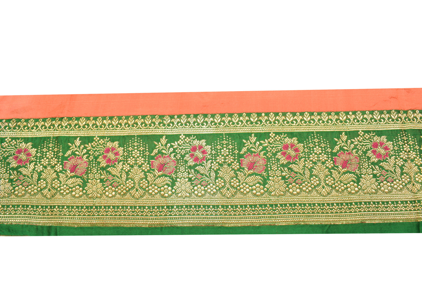 Sushila Vintage Green Banarasi Saree Border Craft Sewing Trim Woven Lace Ribbon