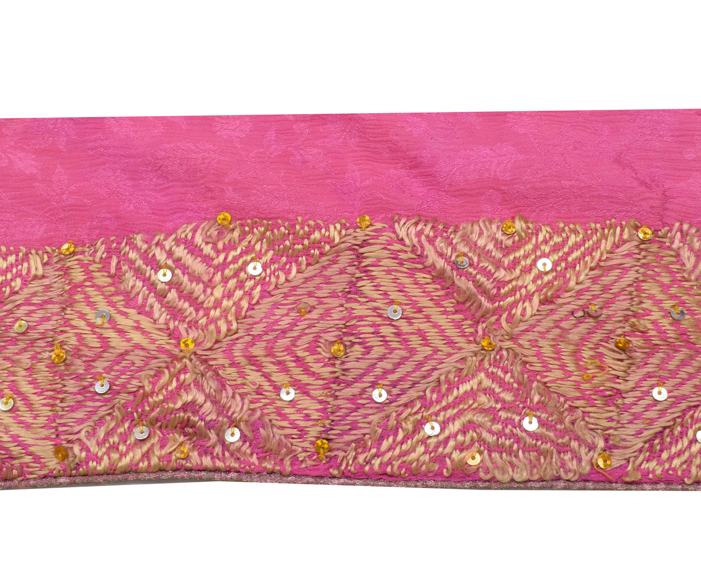 Sushila Vintage Pink Saree Border Craft Sewing Trim Phulkari Embroidered Ribbon