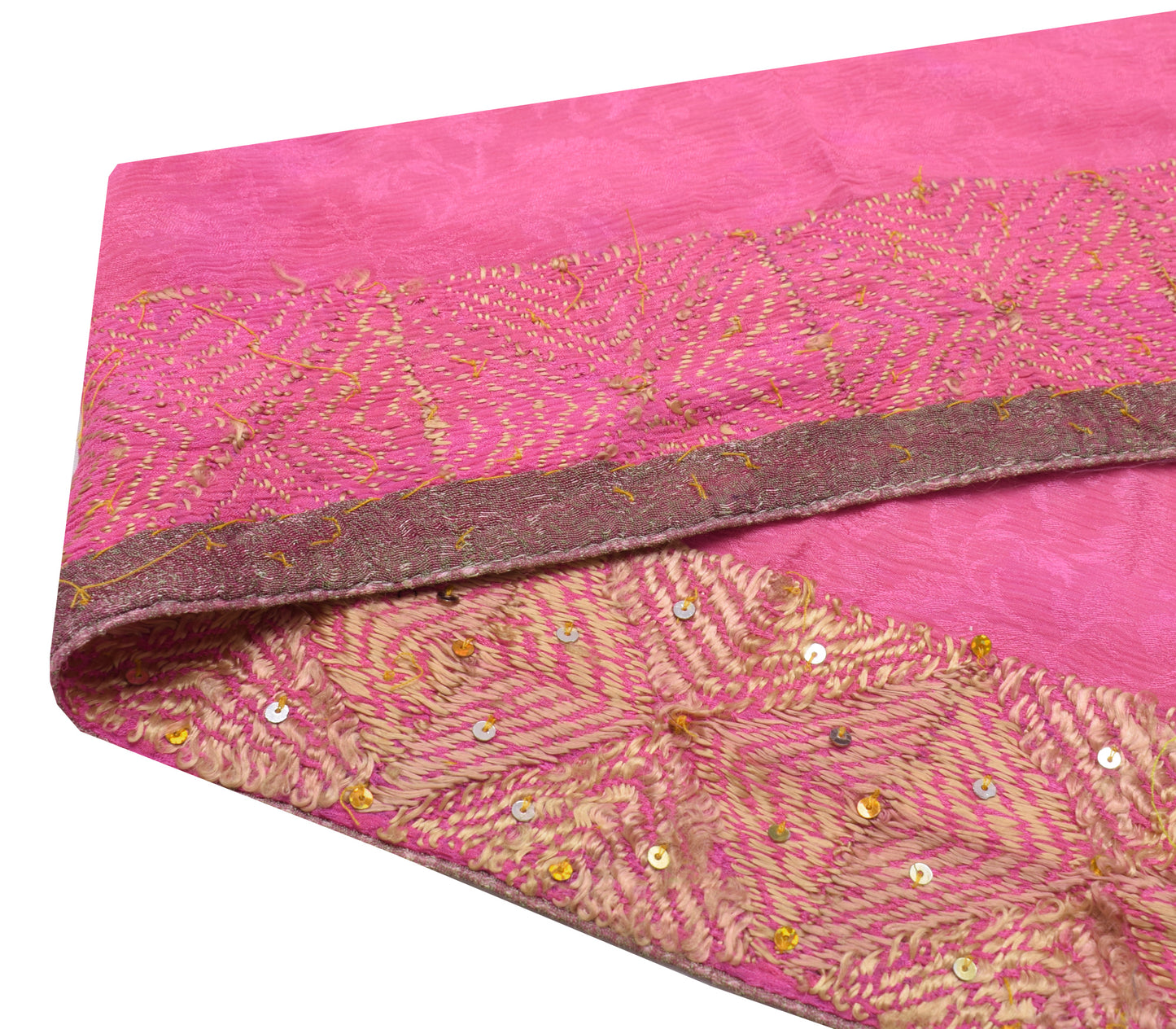 Sushila Vintage Pink Saree Border Craft Sewing Trim Phulkari Embroidered Ribbon