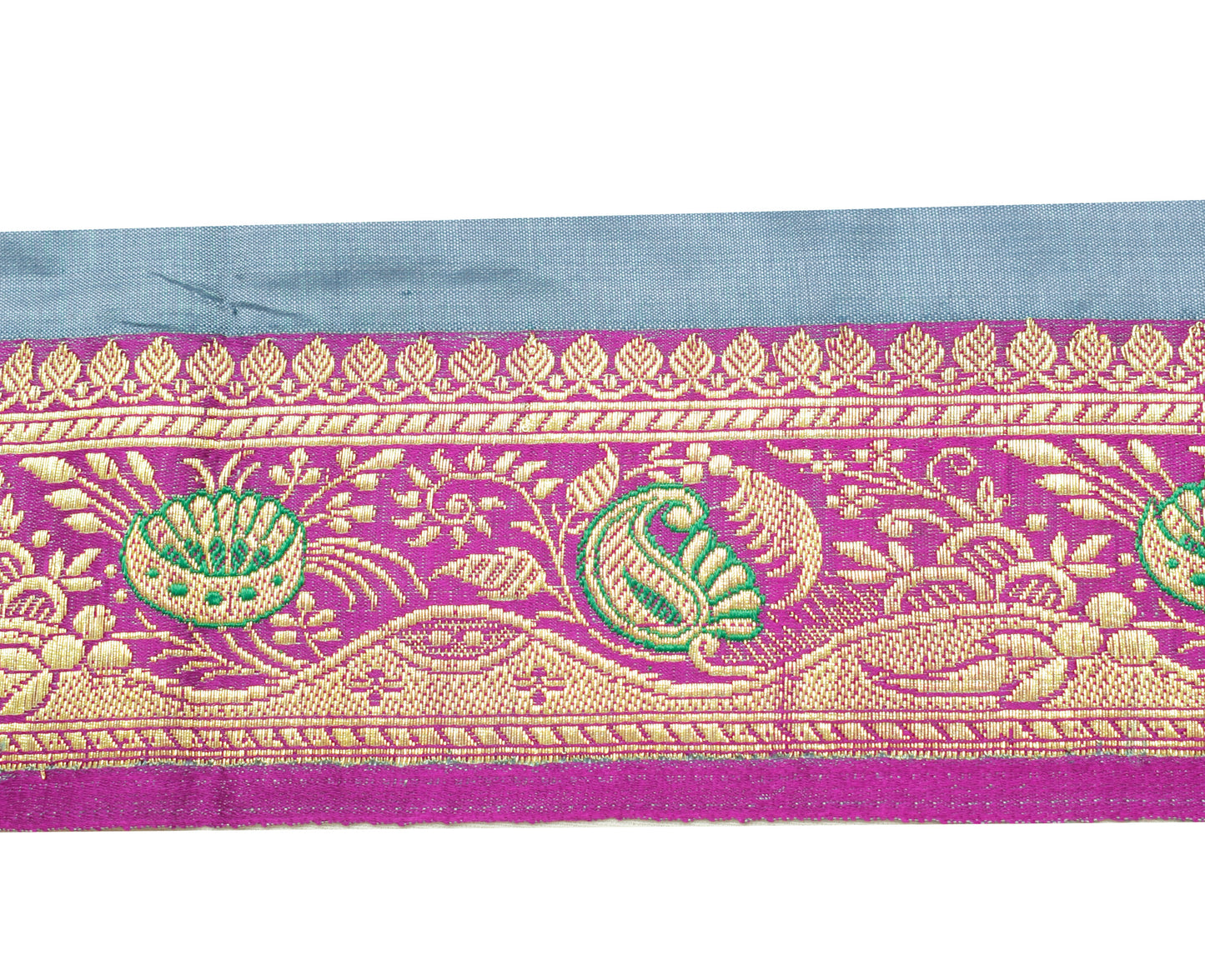 Sushila Vintage Purple Banarasi Saree Border Craft Sewing Trim Woven Lace Ribbon