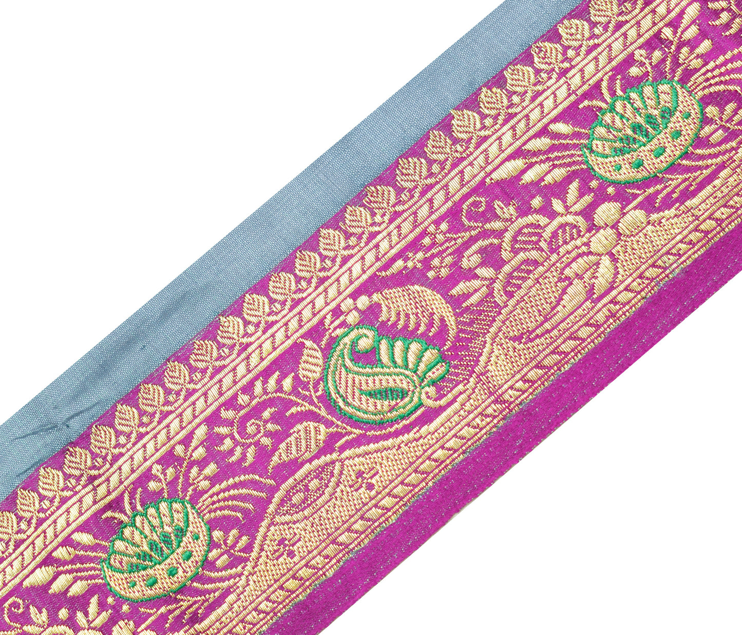 Sushila Vintage Purple Banarasi Saree Border Craft Sewing Trim Woven Lace Ribbon