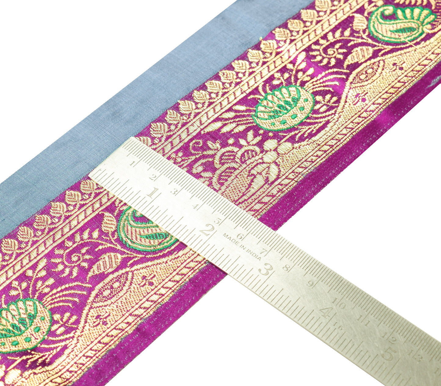 Sushila Vintage Purple Banarasi Saree Border Craft Sewing Trim Woven Lace Ribbon