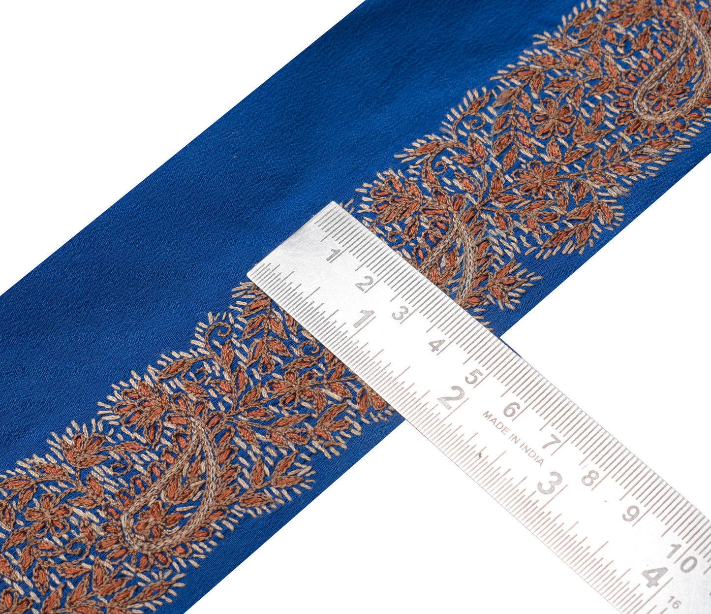 Sushila Vintage Blue Silk Saree Border Craft Sewing Trim Embroidered Lace Ribbon