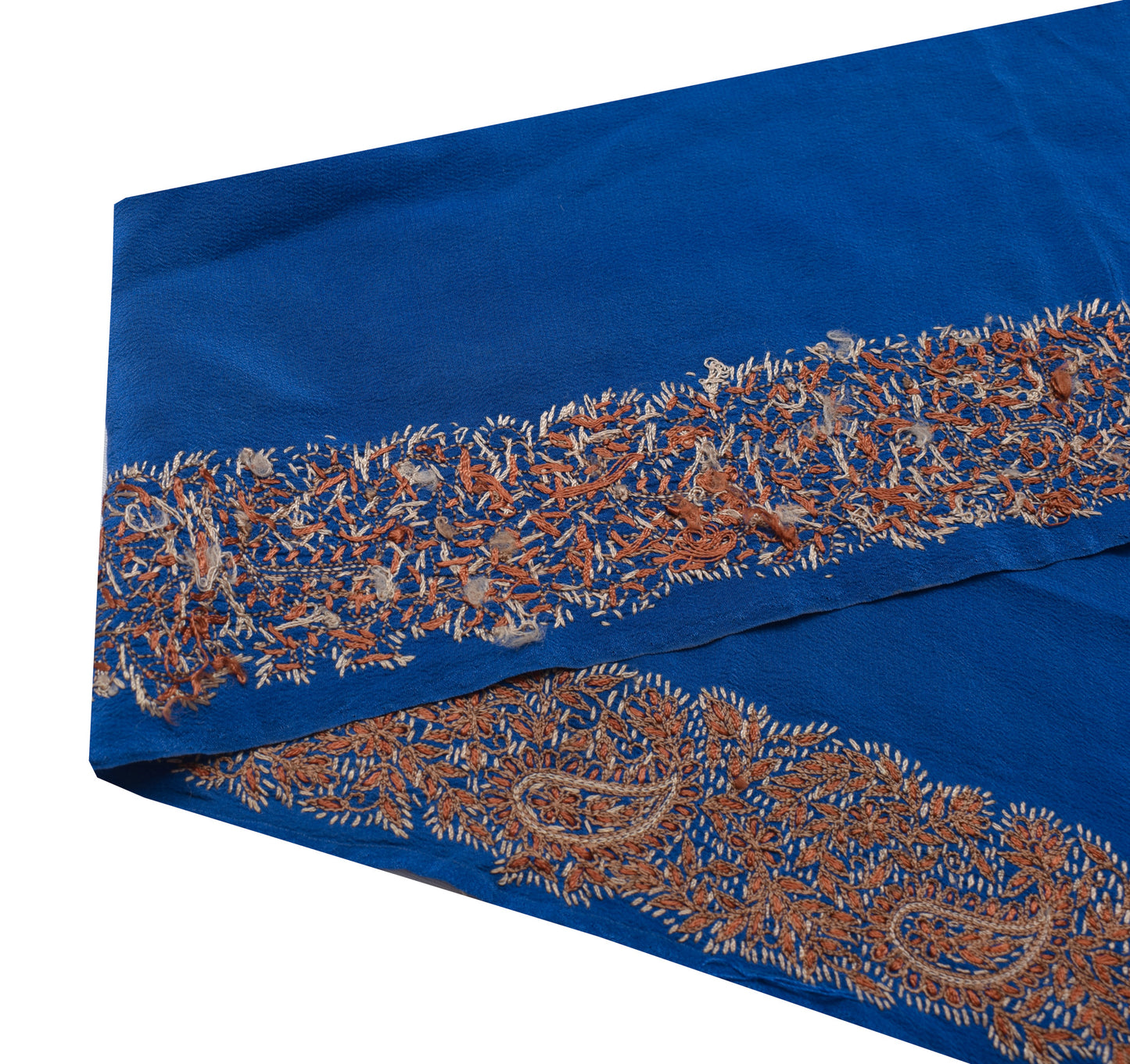 Sushila Vintage Blue Silk Saree Border Craft Sewing Trim Embroidered Lace Ribbon